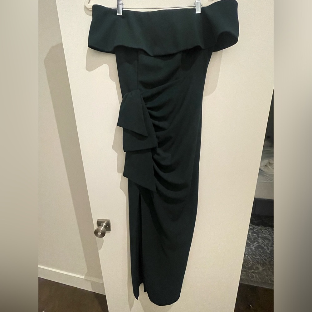 Xscape off the shoulder crepe evening gown